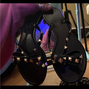 C.C. Boutique Black and Gold Studded Sandals